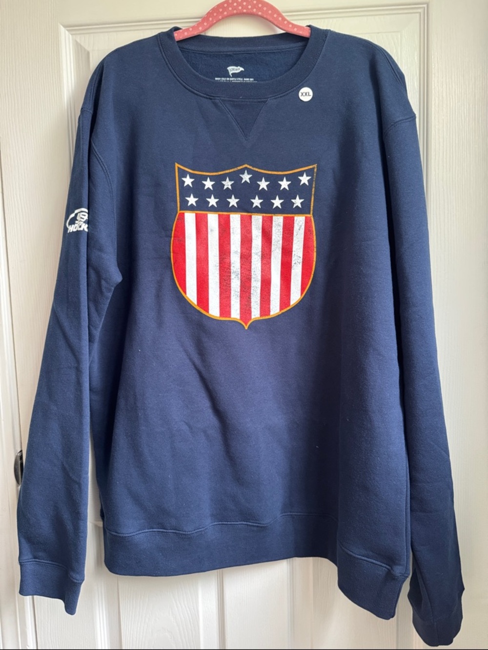 Streaker USA Hockey Navy Crewneck Sweater with Flag Graphic